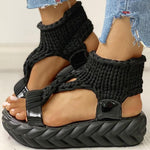 Load image into Gallery viewer, Woven fabric thick sole sandals
