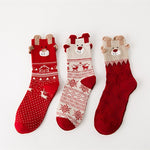 Load image into Gallery viewer, Christmas Cartoon Jacquard Cotton Women&#39;s Socks, 3 Sets
