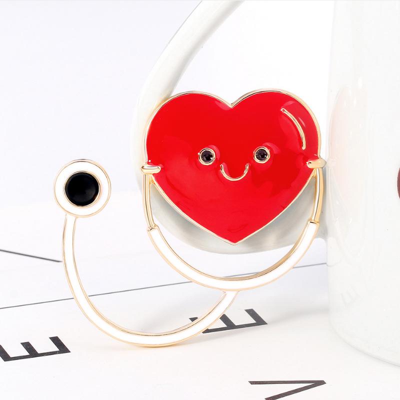 Love Heart Stethoscope Mini Brooch