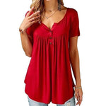 Load image into Gallery viewer, Women Plain Ruched Button T-Shirt
