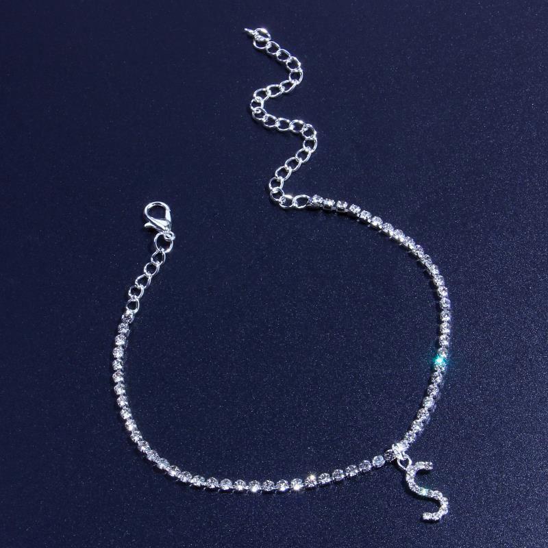 Rhinestone Letter Anklets