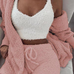 Load image into Gallery viewer, Fluffy Hooded Open Front Teddy Coat &amp; Short Sets
