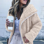 Load image into Gallery viewer, Women Hooded Sherpa Coat Shawl Collar Solid Teddy Bear Coats
