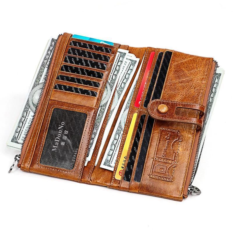 Women Genuine Leather Clutch Long Money Coin Purse