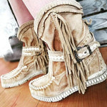 Load image into Gallery viewer, New Women&#39;s Tassel Faux Suede Winter Boots
