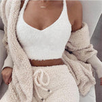 Load image into Gallery viewer, Fluffy Hooded Open Front Teddy Coat &amp; Short Sets
