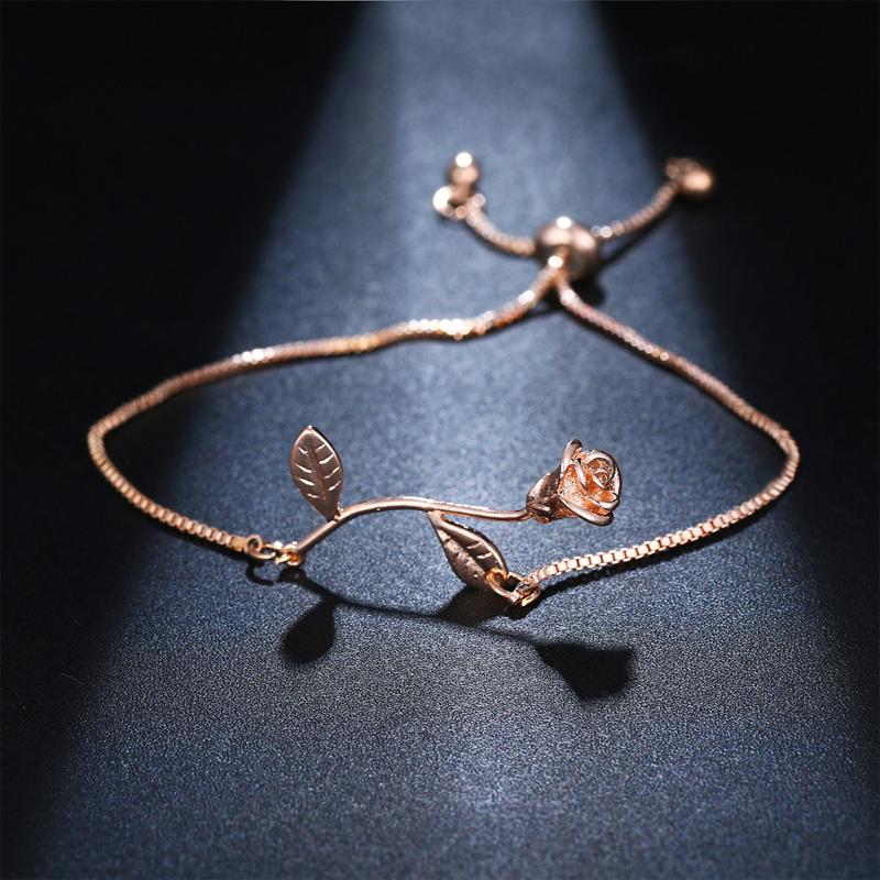 Rose Flower Charm Bracelet