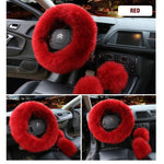 Load image into Gallery viewer, Solid Colour Warm Fluffy Wool Car Set
