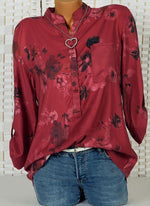 Load image into Gallery viewer, Floral Casual Stand Collar Long Sleeve Blouses TOPS.FL
