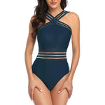 Load image into Gallery viewer, One-piece swimsuit with crossed shoulder
