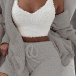 Load image into Gallery viewer, Fluffy Hooded Open Front Teddy Coat &amp; Short Sets
