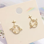 Load image into Gallery viewer, Saturn Gold Earrings
