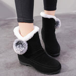 Load image into Gallery viewer, Women Suede Hairball Round Toe Wedges Shoes
