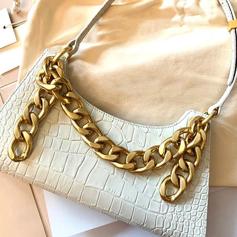 Crocodile Baguette chain Bag