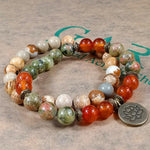 Load image into Gallery viewer, Agate Lotus Pendant Beaded Bracelet
