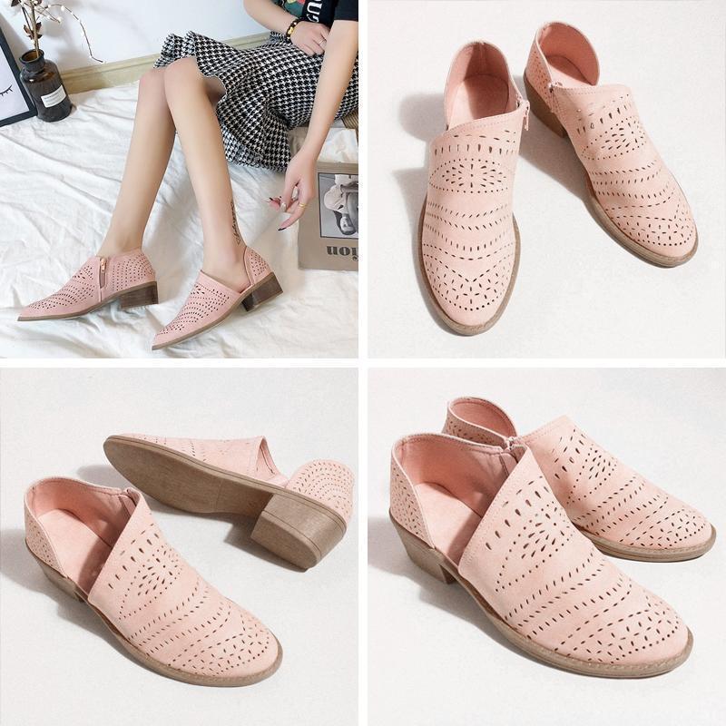 Breathable Hollow Zipper Shoes