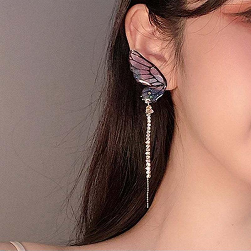 Butterfly Fringe Long Earrings