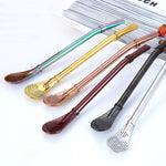 Load image into Gallery viewer, Coffee Spoon Stainless Steel Drinking Straw
