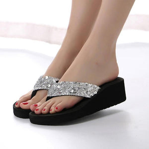 The Latest Summer Sequin Women's 2018 Non-slip Sandals Slipper Flip Flops for Indoor Outdoor