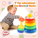 Load image into Gallery viewer, Rock-a-Stack toys rainbow tower Stacked blocks
