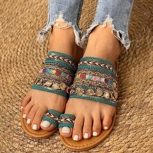 Ethnic boho style toe ring sandals