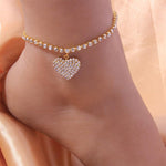 Load image into Gallery viewer, Fashion Heart Rhinestone Anklets
