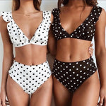 Load image into Gallery viewer, Polka Dot V Neck Swimsuit
