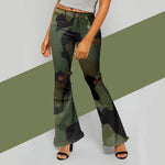 Load image into Gallery viewer, Camouflage Print Hole Flared Pants
