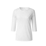 Load image into Gallery viewer, Lace Stitching Round Neck Cropped T-Shirt
