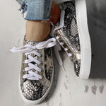 Load image into Gallery viewer, Glitter Lace-Up Star Pattern Casual Sneakers
