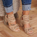 Load image into Gallery viewer, Buckle Hollow Heeled Sandals
