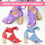 Load image into Gallery viewer, Casual Solid Color Lace Up High Heel Sandals
