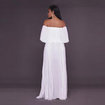 Load image into Gallery viewer, One-word Collar Pleated Maxi Prom Dress
