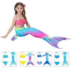 Girls Mermaid Tail Kids Swimsuit Bikini Set