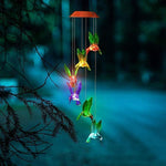 Load image into Gallery viewer, Color-Changing Solar LED Waterproof Hummingbird Wind Chimes
