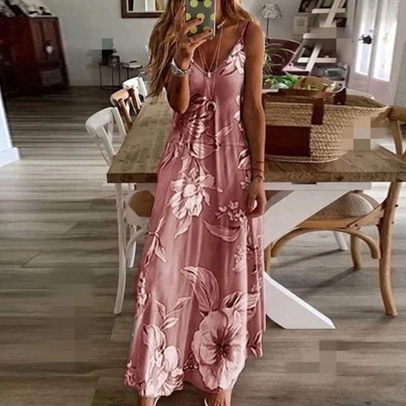 Women Long Section Flower Camisole Dress