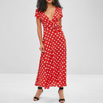 Load image into Gallery viewer, Belted Polka Dot Maxi Dress
