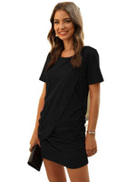 Load image into Gallery viewer, Casual Plain Round Neck Short Sleeve Asymmetrical Midi Dress
