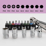 Load image into Gallery viewer, 16pc Multi Purpose Mini Ratchet Wrench Bit Set
