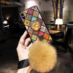 Load image into Gallery viewer, Hair Ball Airbag Bracket Holder Diamond iPhone Case
