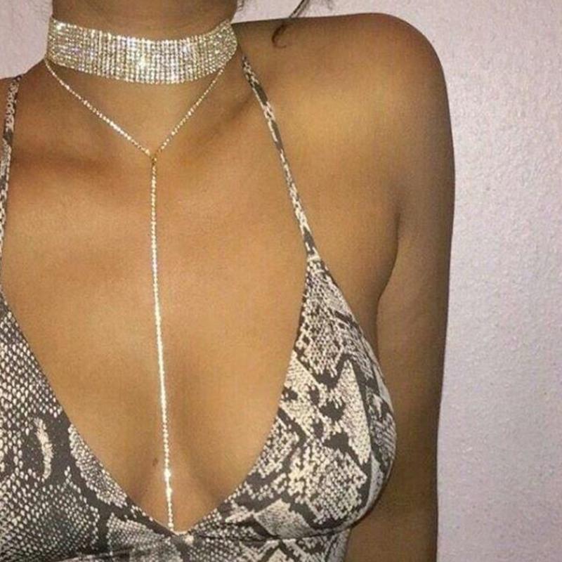 Rhinestone Tassel Choker