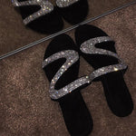 Load image into Gallery viewer, Women Shiny Slippers Casual Embellished Toe Post Shoes
