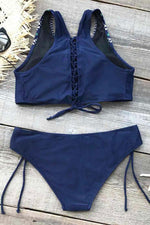 Load image into Gallery viewer, Blue Moon Lace Up Design Bikini Set.be

