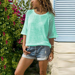 Load image into Gallery viewer, Lace Stitching Round Neck Cropped T-Shirt
