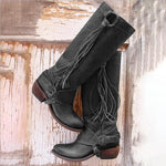 Load image into Gallery viewer, Women Vintage Tassel Knot Knee High Boots
