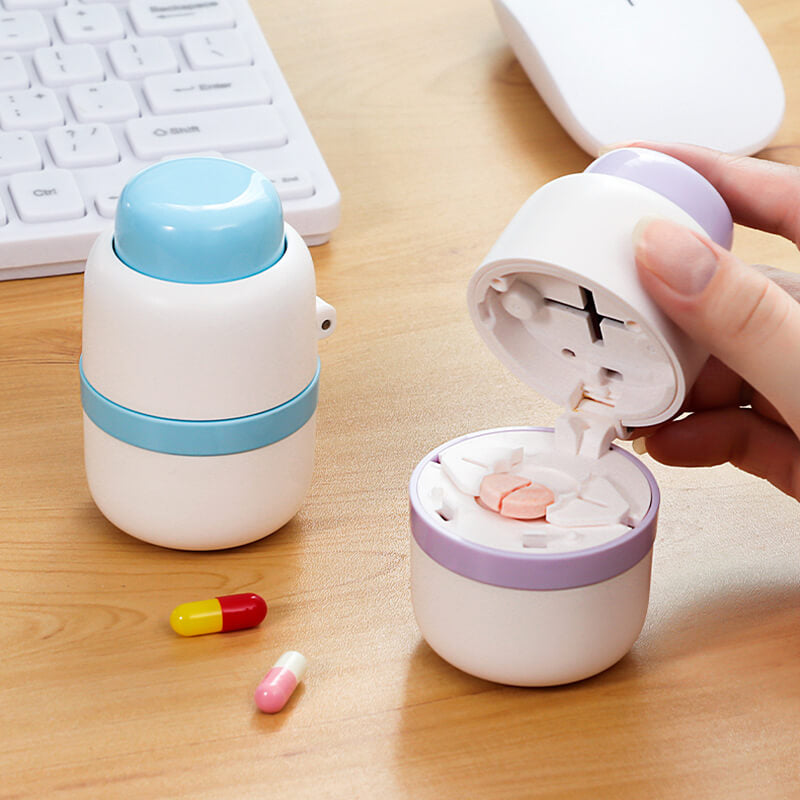 2 In 1 Portable Pill Cutter Storage Container
