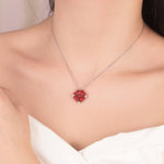 Load image into Gallery viewer, Four Leaf Clovers Heart Crystal Pendant with Necklace
