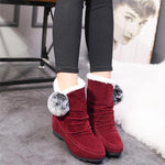 Load image into Gallery viewer, Women Suede Hairball Round Toe Wedges Shoes
