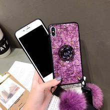 Hair Ball Airbag Bracket Holder Diamond iPhone Case