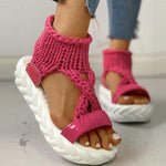 Load image into Gallery viewer, Woven fabric thick sole sandals
